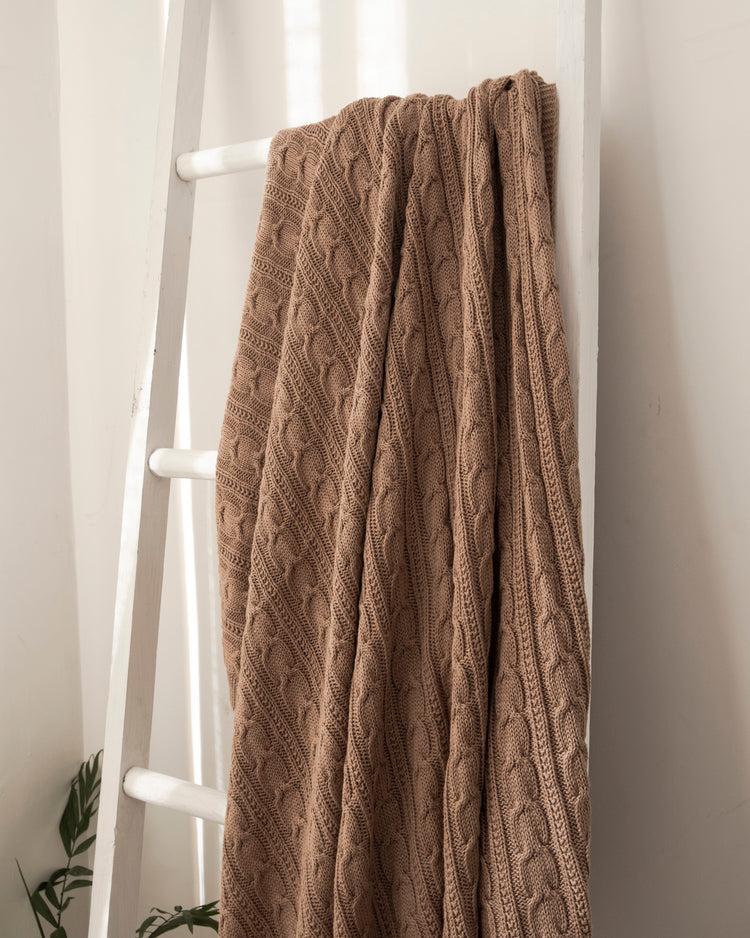 Nirvana Taupe 100% Cotton Cable Throw